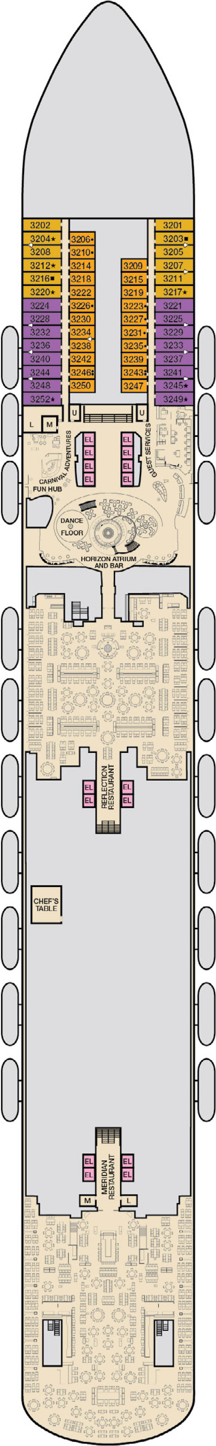 Lobby (Deck 3) deck plan for Carnival Horizon
