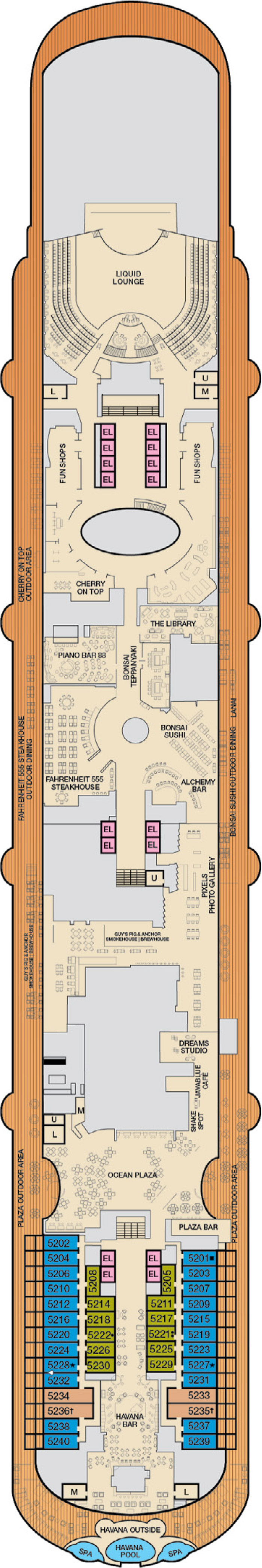 Promenade (Deck 5) deck plan for Carnival Horizon