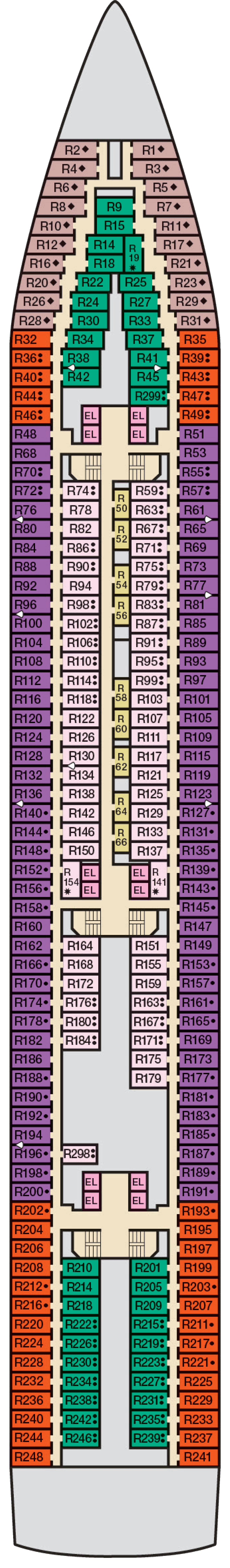 Riviera (Deck 4) deck plan for Carnival Sensation