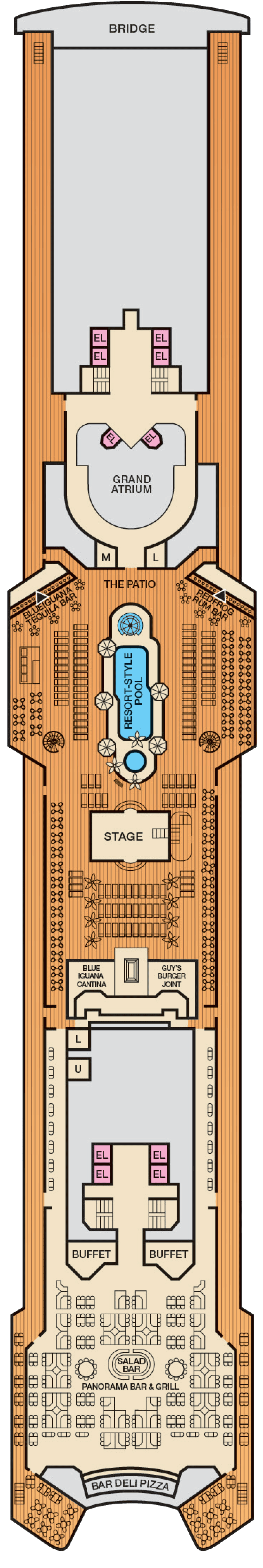 Lido (Deck 10) deck plan for Carnival Ecstasy