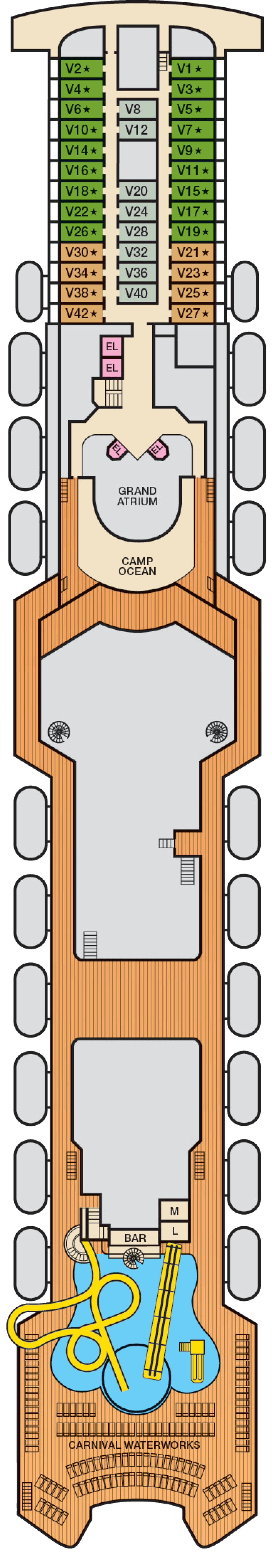 Verandah (Deck 11) deck plan for Carnival Ecstasy