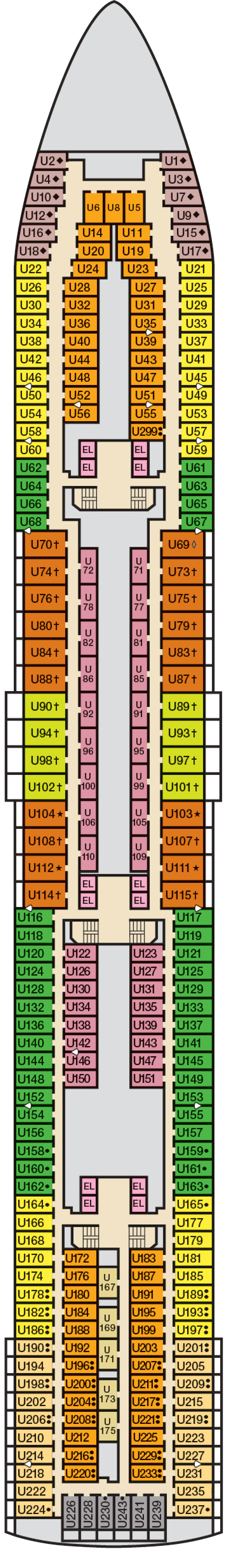 Upper (Deck 6) deck plan for Carnival Elation