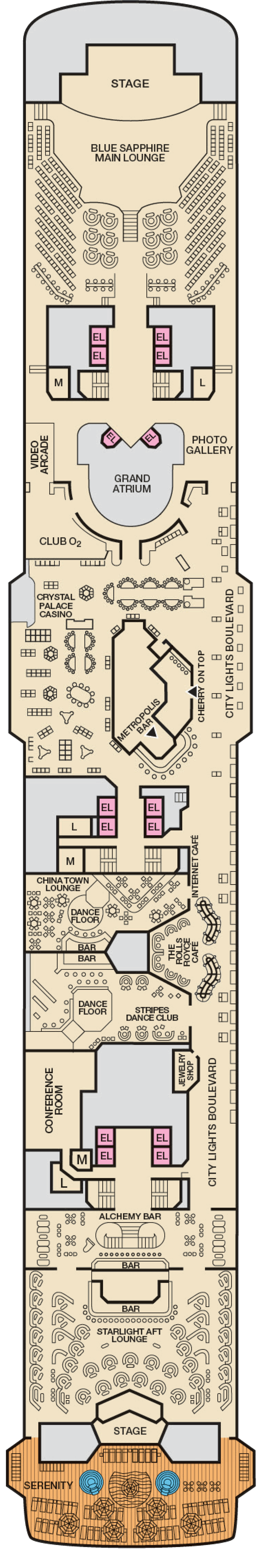 Promenade (Deck 9) deck plan for Carnival Ecstasy