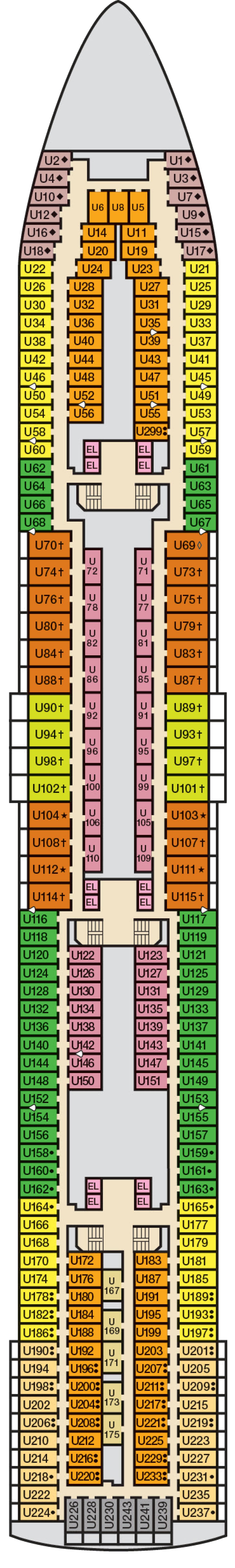Upper (Deck 6) deck plan for Carnival Sensation