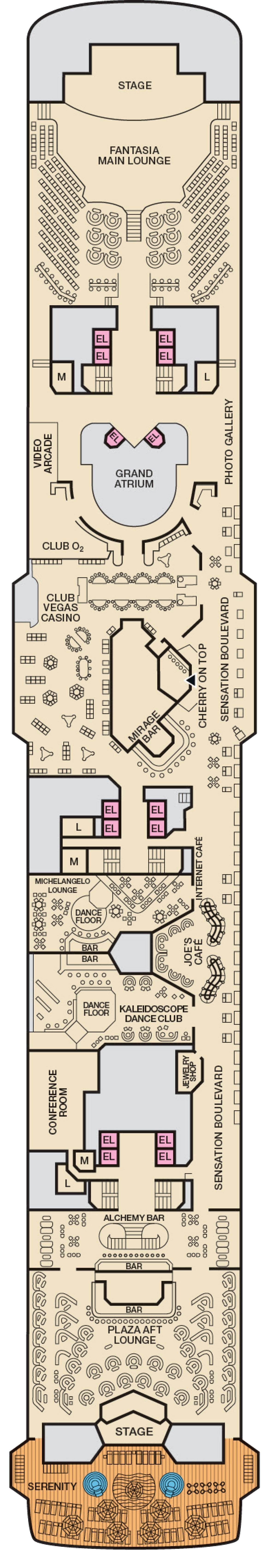 Promenade (Deck 9) deck plan for Carnival Sensation