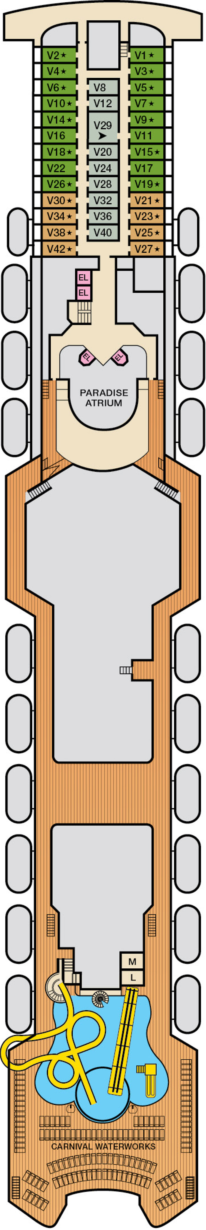 Verandah (Deck 11) deck plan for Carnival Paradise