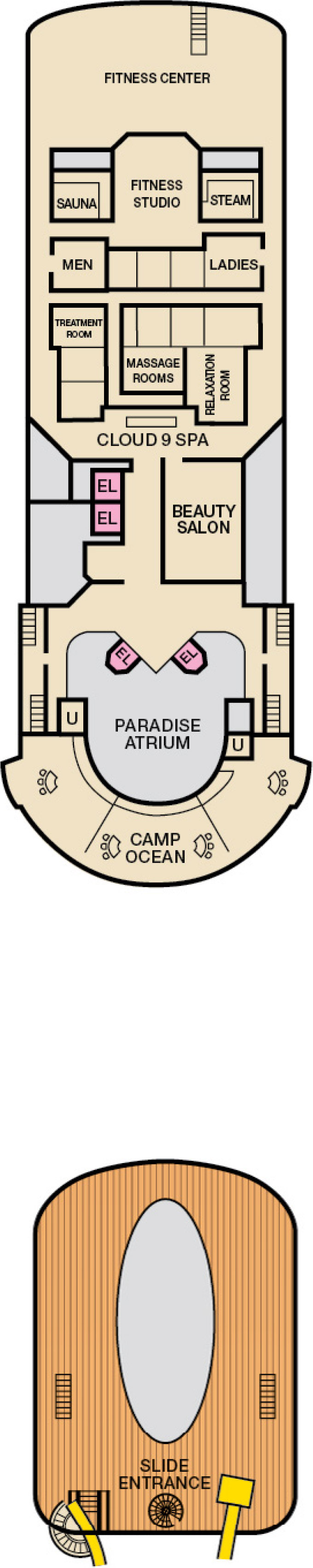 Sports (Deck 12) deck plan for Carnival Paradise