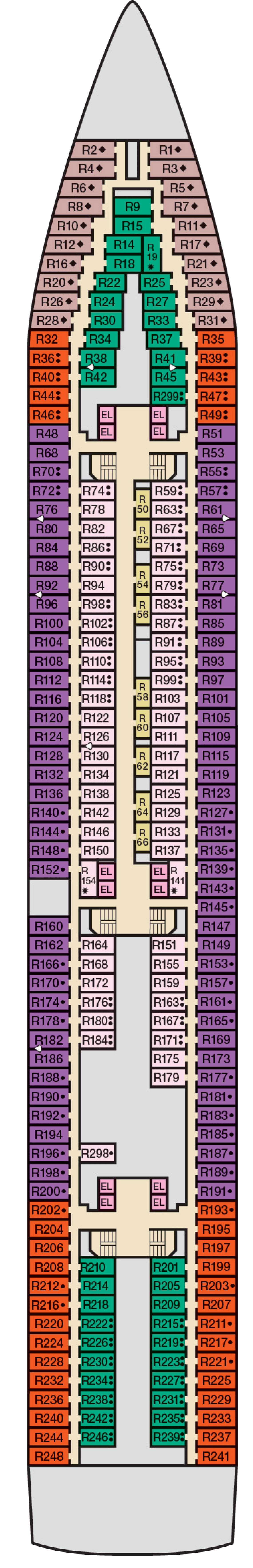Riviera (Deck 4) deck plan for Carnival Paradise