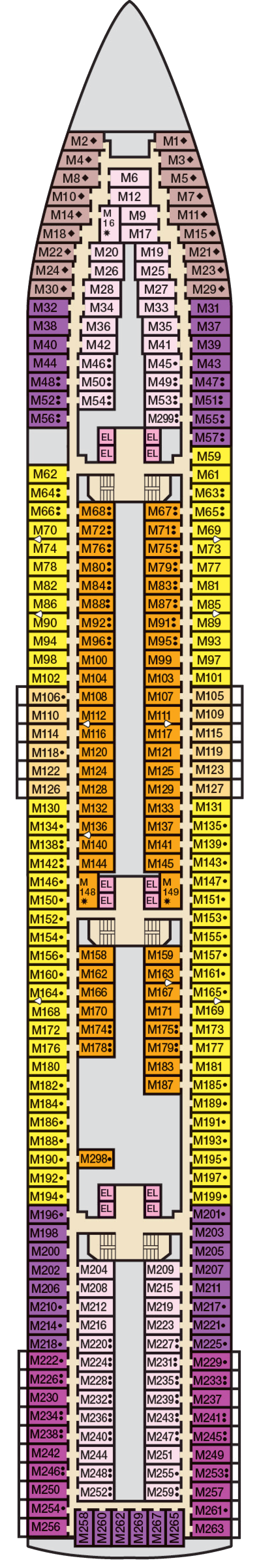 Main (Deck 5) deck plan for Carnival Paradise