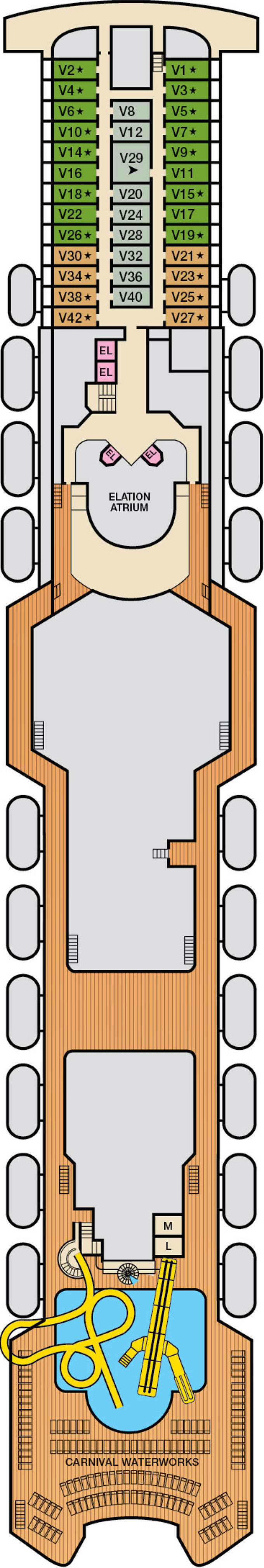 Verandah (Deck 11) deck plan for Carnival Elation