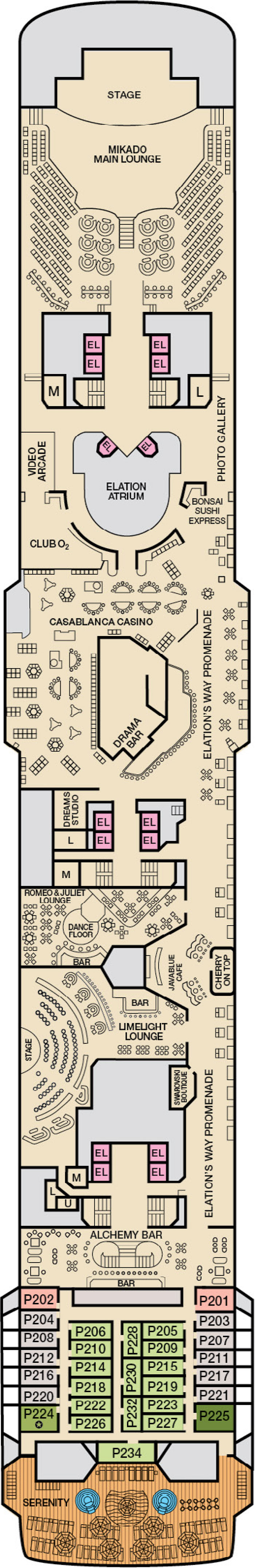 Promenade (Deck 9) deck plan for Carnival Elation