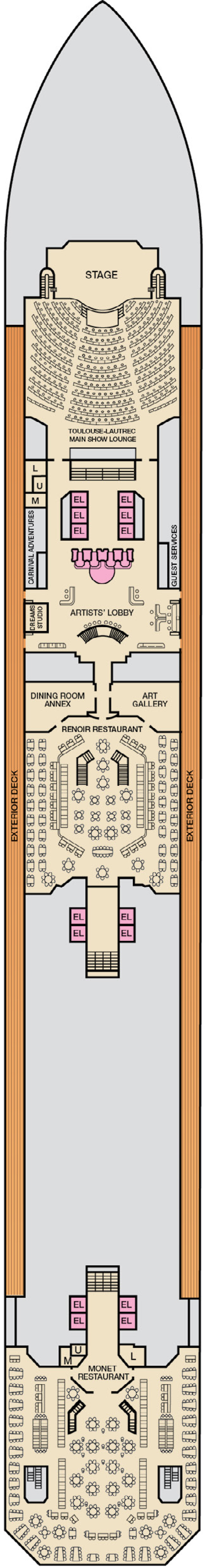 Lobby (Deck 3) deck plan for Carnival Conquest