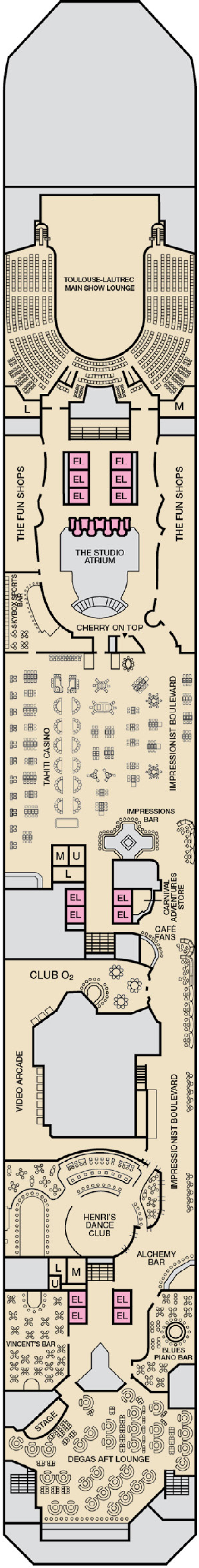 Promenade (Deck 5) deck plan for Carnival Conquest