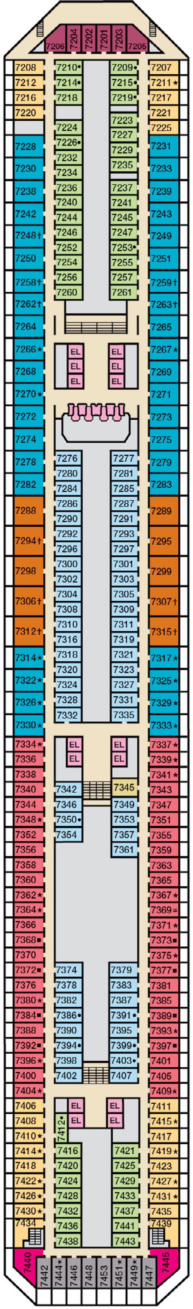 Empress (Deck 7) deck plan for Carnival Conquest