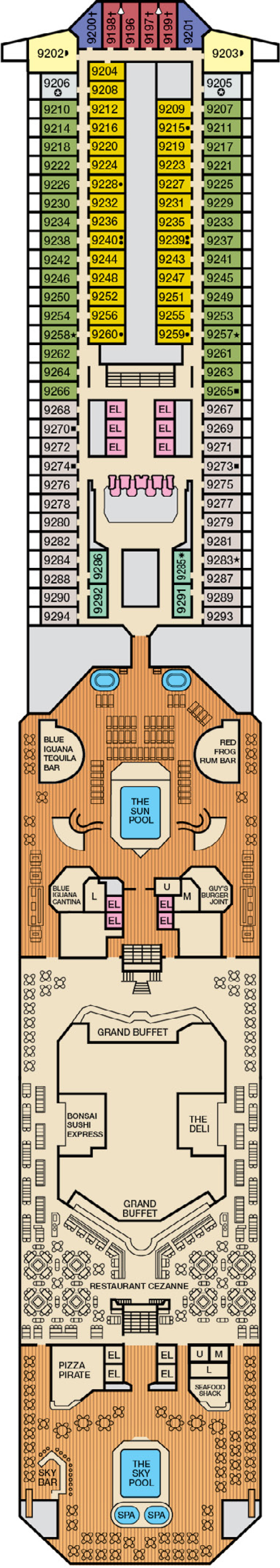 Lido (Deck 9) deck plan for Carnival Conquest