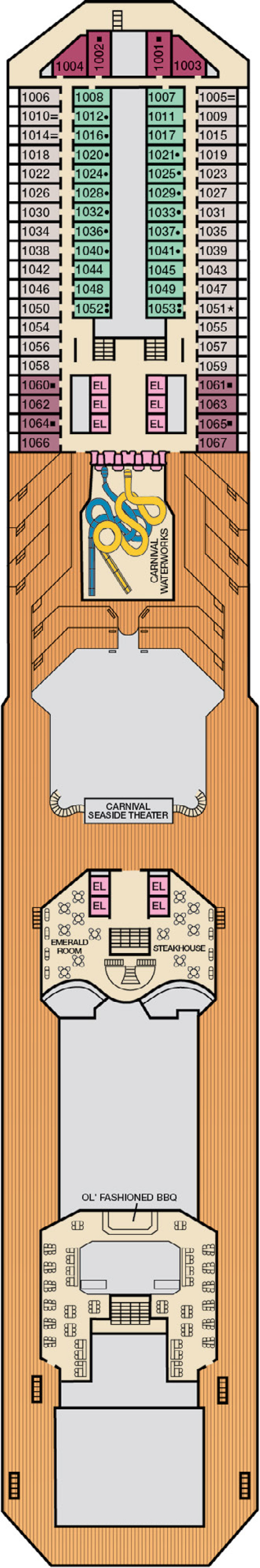 Panorama (Deck 10) deck plan for Carnival Glory 