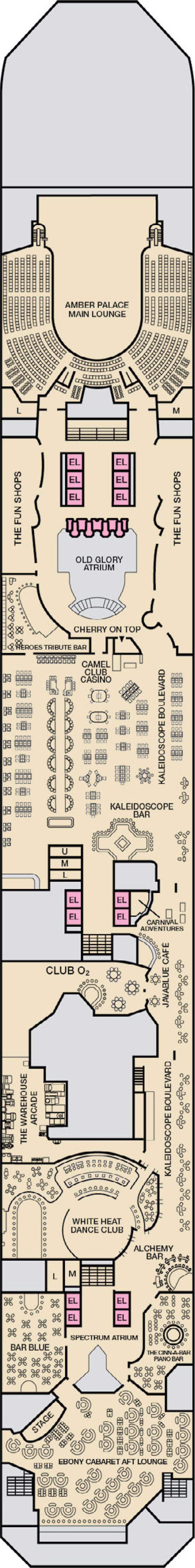 Promenade (Deck 5) deck plan for Carnival Glory 