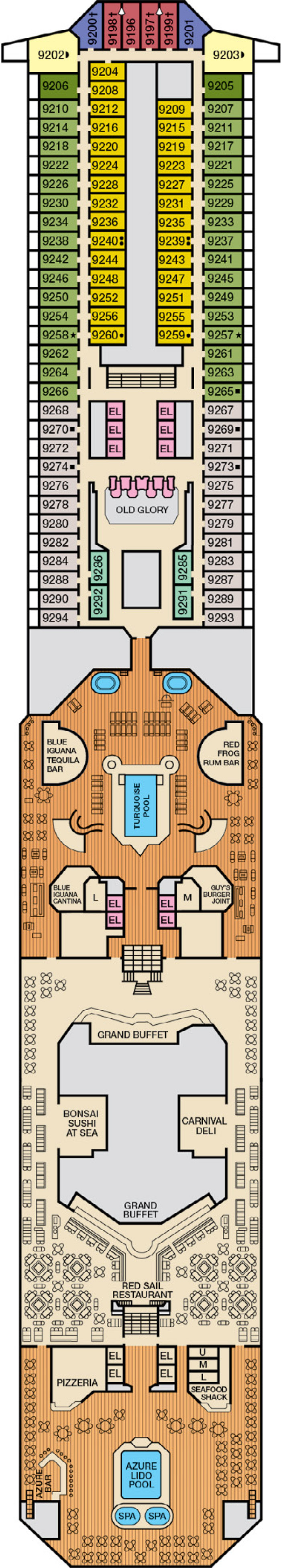 Lido (Deck 9) deck plan for Carnival Glory 