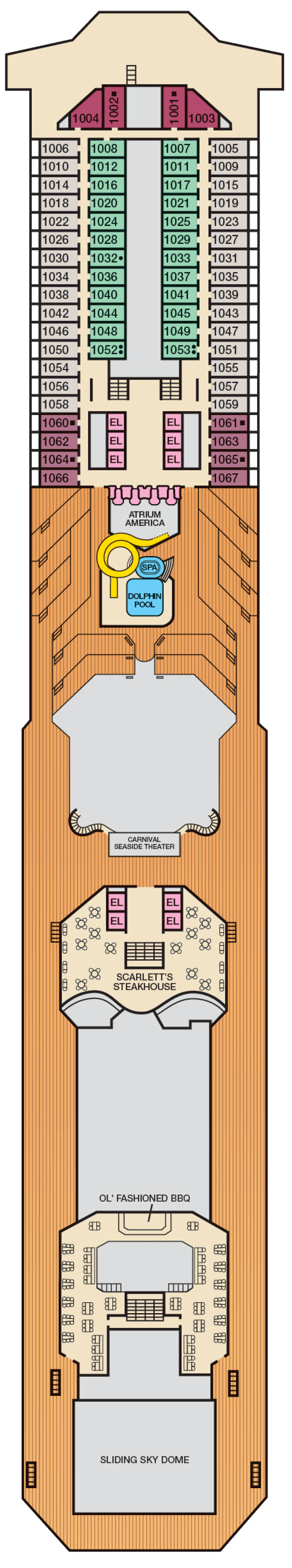 Panorama (Deck 10) deck plan for Carnival Valor
