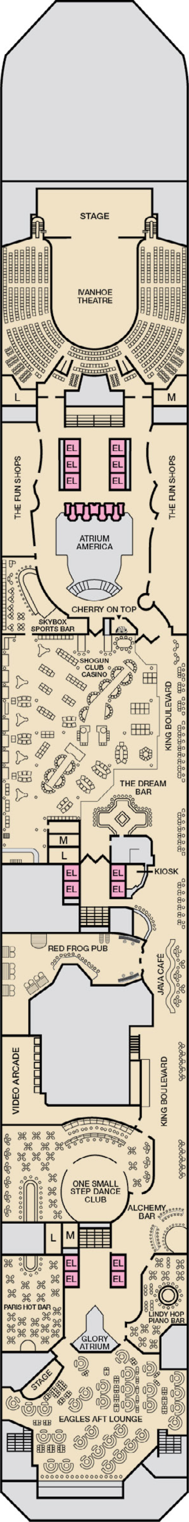 Promenade (Deck 5) deck plan for Carnival Valor