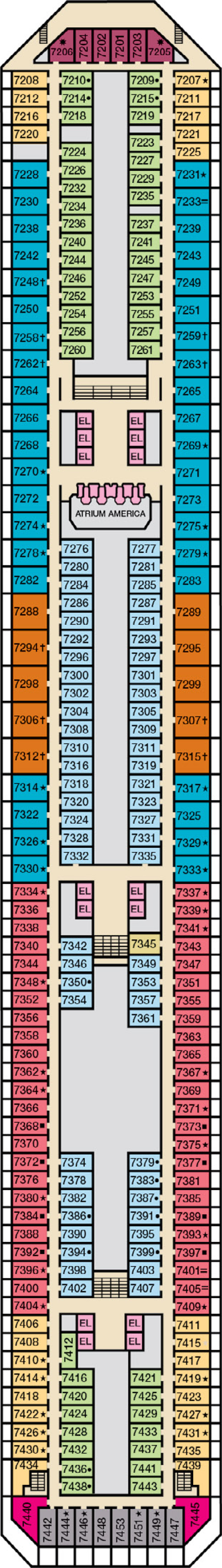 Empress (Deck 7) deck plan for Carnival Valor