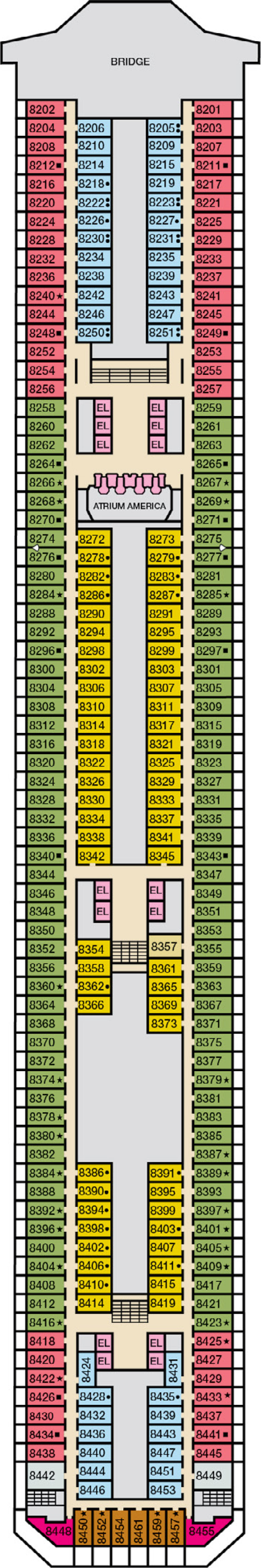 Verandah (Deck 8) deck plan for Carnival Valor