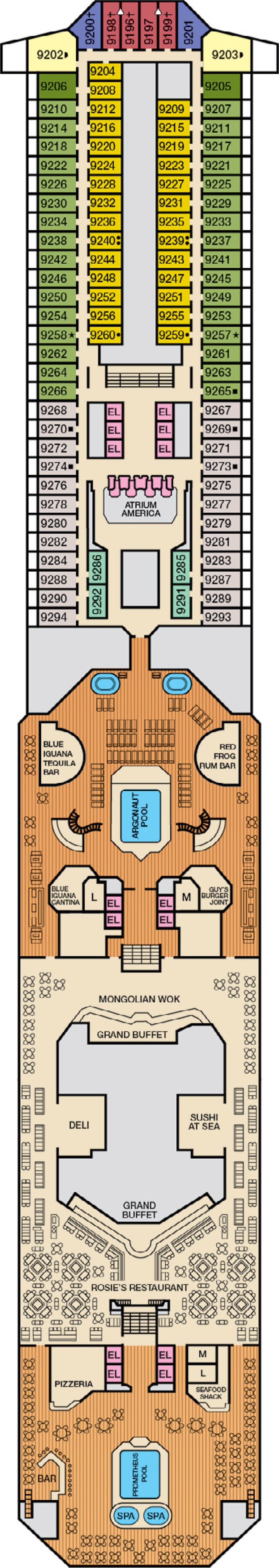 Lido (Deck 9) deck plan for Carnival Valor