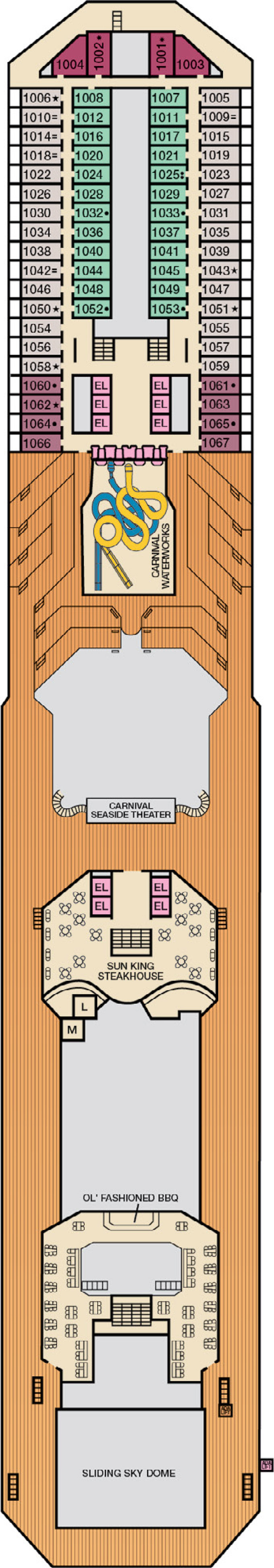 Panorama (Deck 10) deck plan for Carnival Freedom