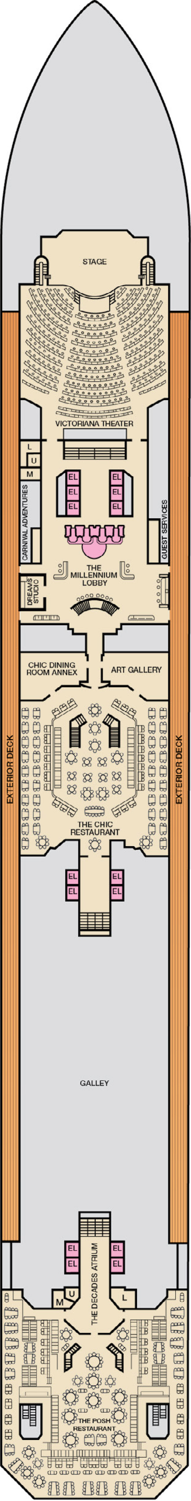 Lobby (Deck 3) deck plan for Carnival Freedom