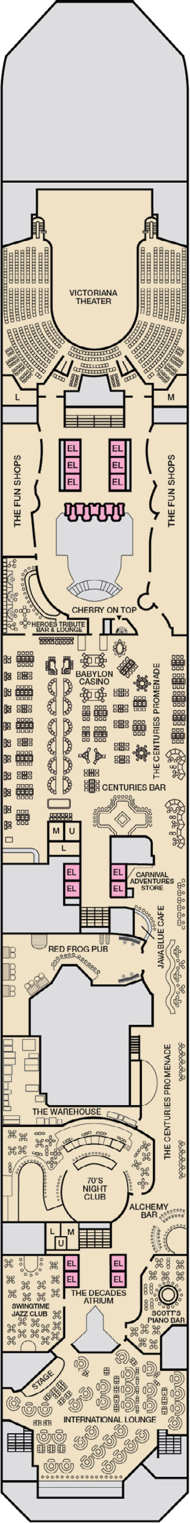 Promenade (Deck 5) deck plan for Carnival Freedom