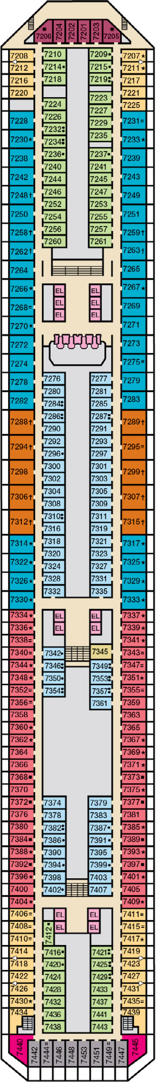Empress (Deck 7) deck plan for Carnival Freedom