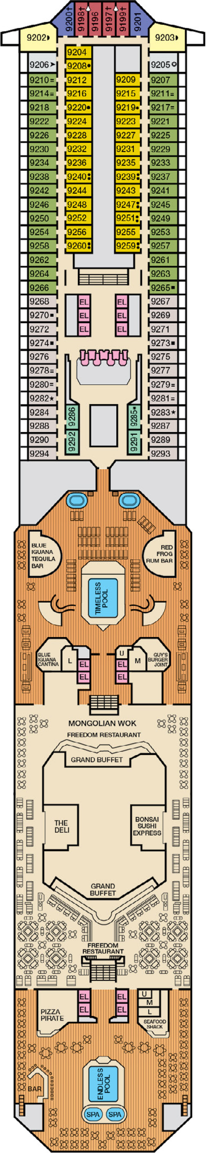 Lido (Deck 9) deck plan for Carnival Freedom