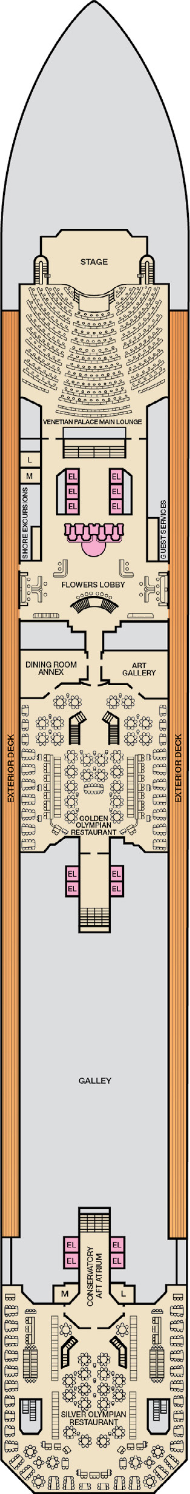 Lobby (Deck 3) deck plan for Carnival Liberty 