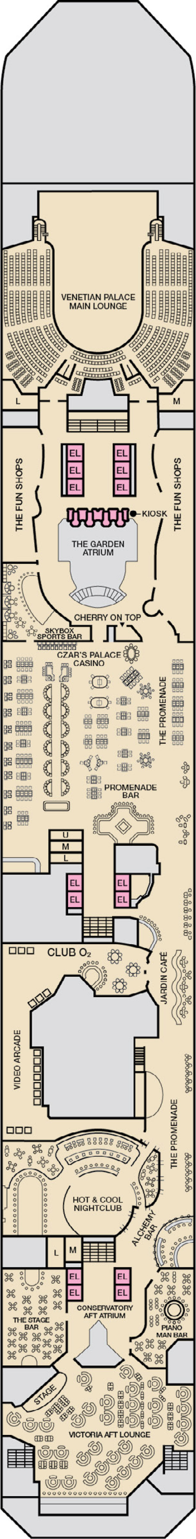 Promenade (Deck 5) deck plan for Carnival Liberty 