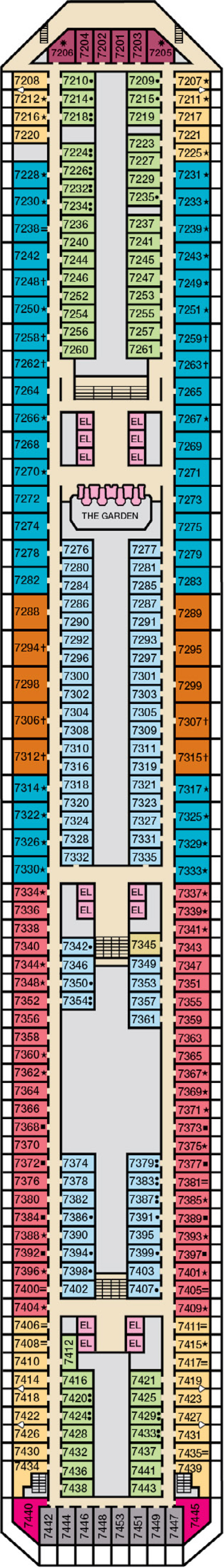 Empress (Deck 7) deck plan for Carnival Liberty 