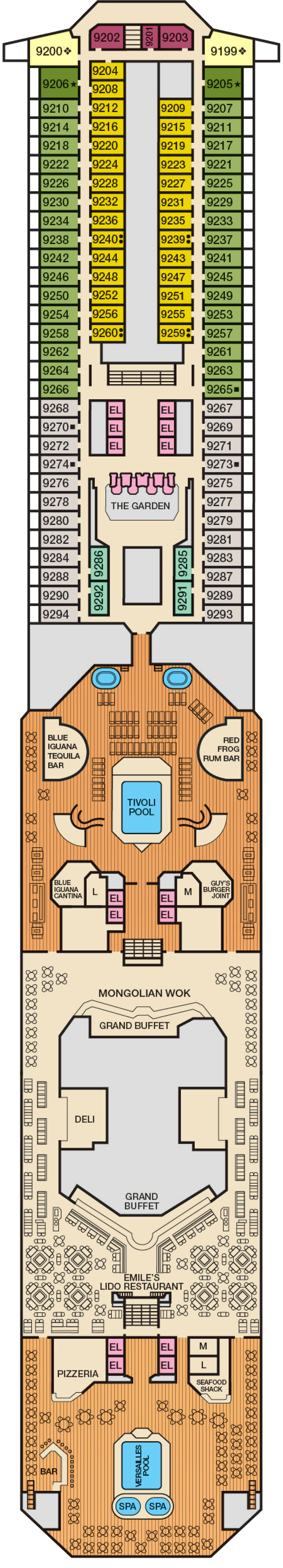 Lido (Deck 9) deck plan for Carnival Liberty 