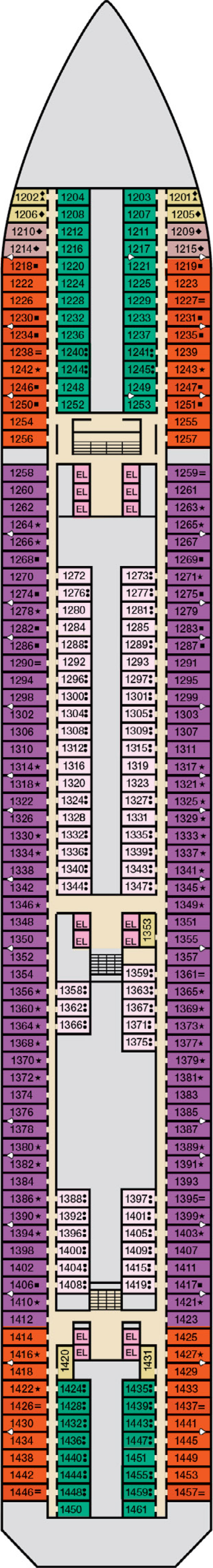 Riviera (Deck 1) deck plan for Carnival Splendor