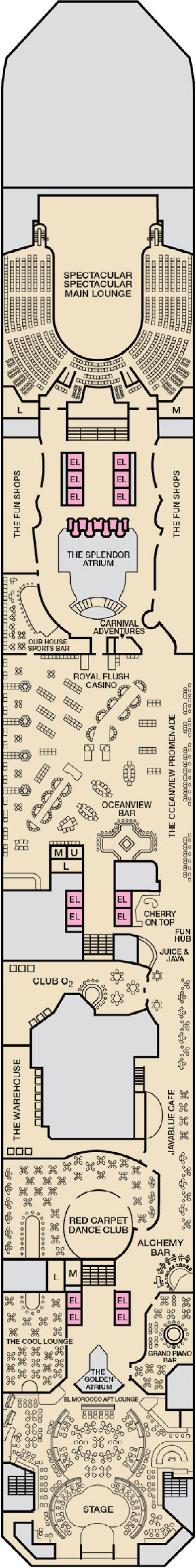 Promenade (Deck 5) deck plan for Carnival Splendor
