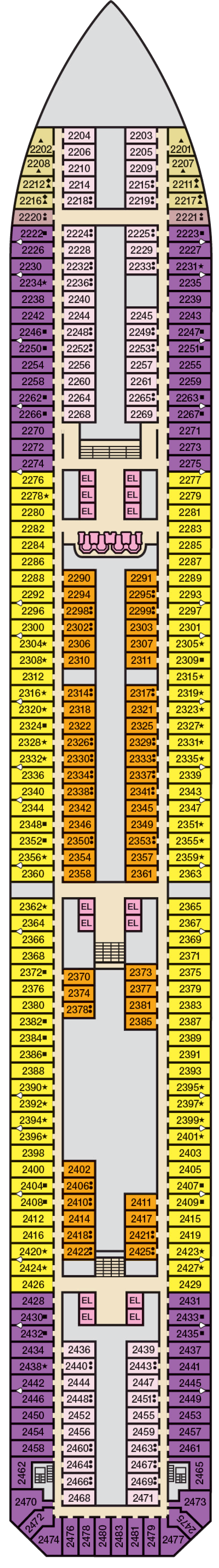 Main (Deck 2) deck plan for Carnival Splendor