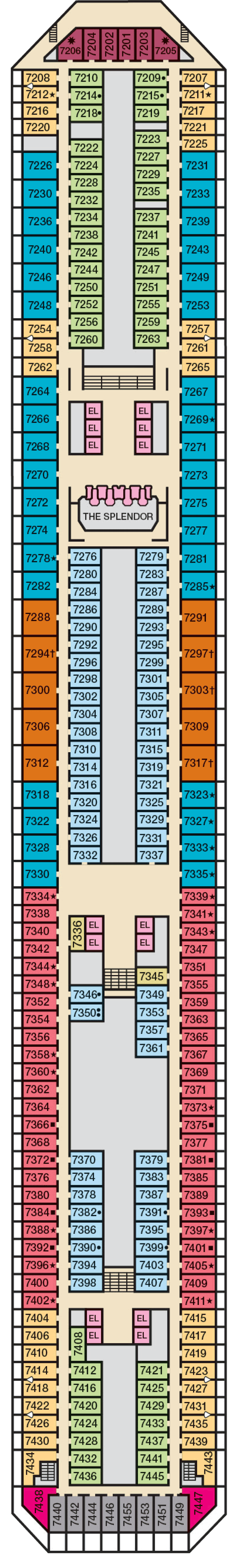 Empress (Deck 7) deck plan for Carnival Splendor