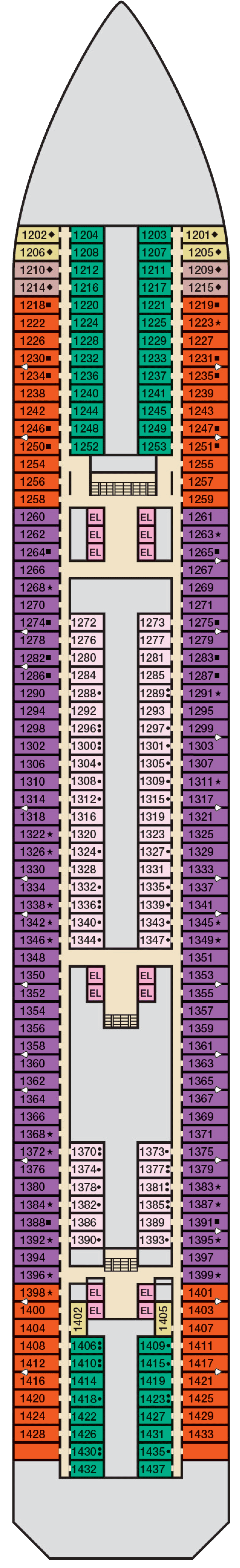 Riviera (Deck 1) deck plan for Carnival Triumph