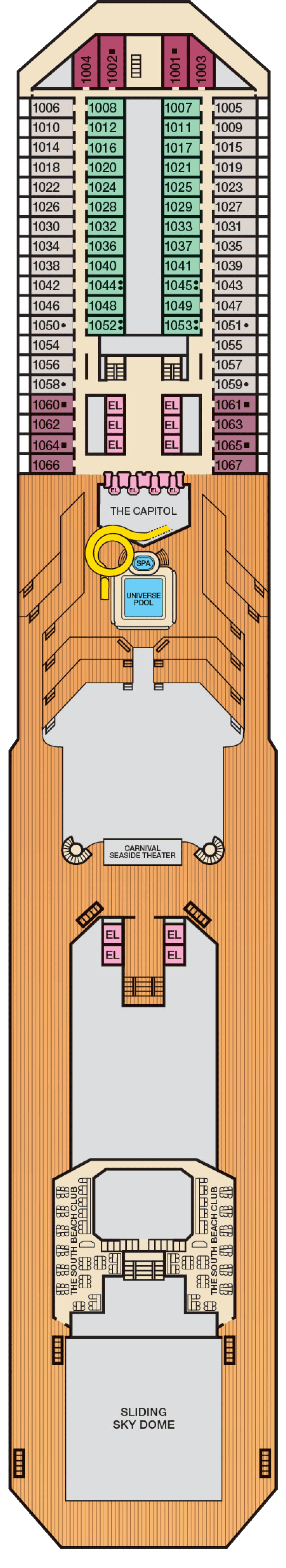 Panorama (Deck 10) deck plan for Carnival Triumph
