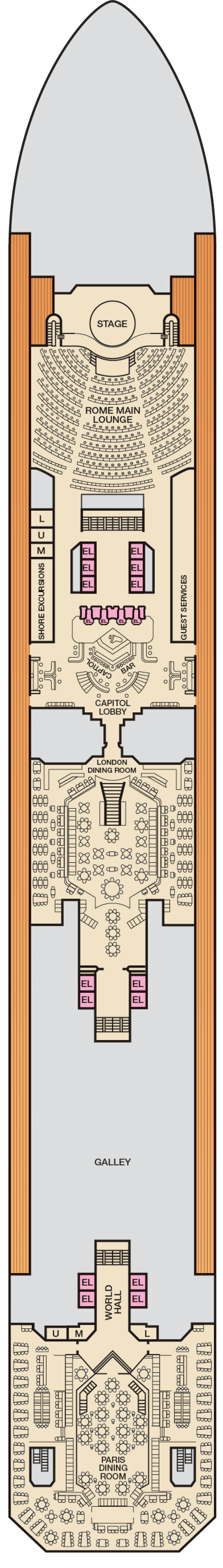 Lobby (Deck 3) deck plan for Carnival Triumph