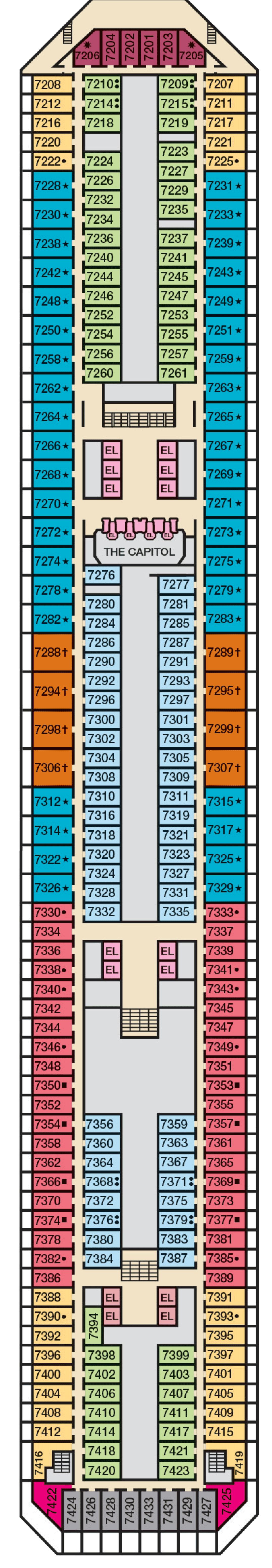 Empress (Deck 7) deck plan for Carnival Triumph