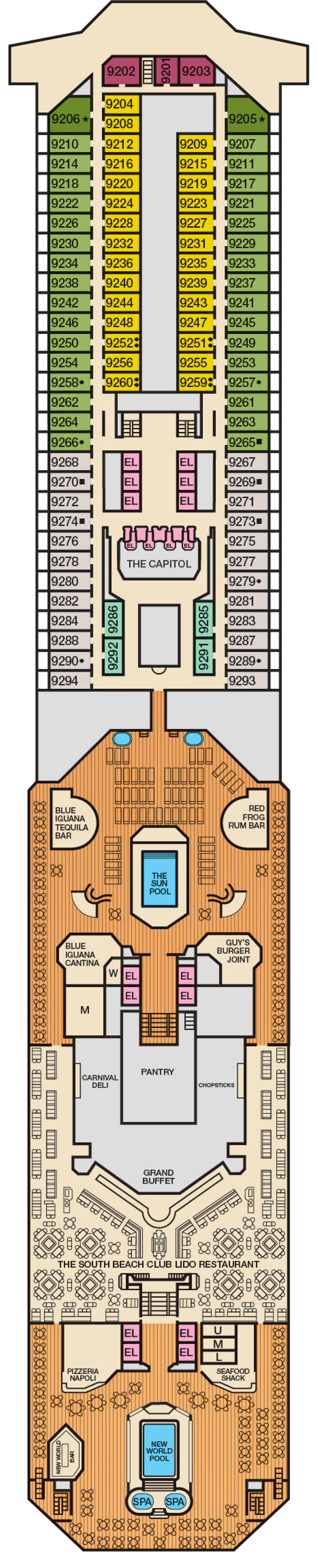 Lido (Deck 9) deck plan for Carnival Triumph