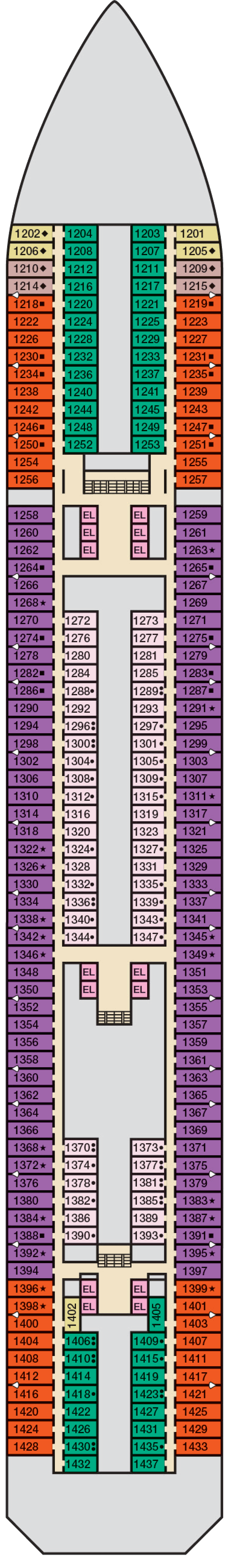 Riviera (Deck 1) deck plan for Carnival Victory