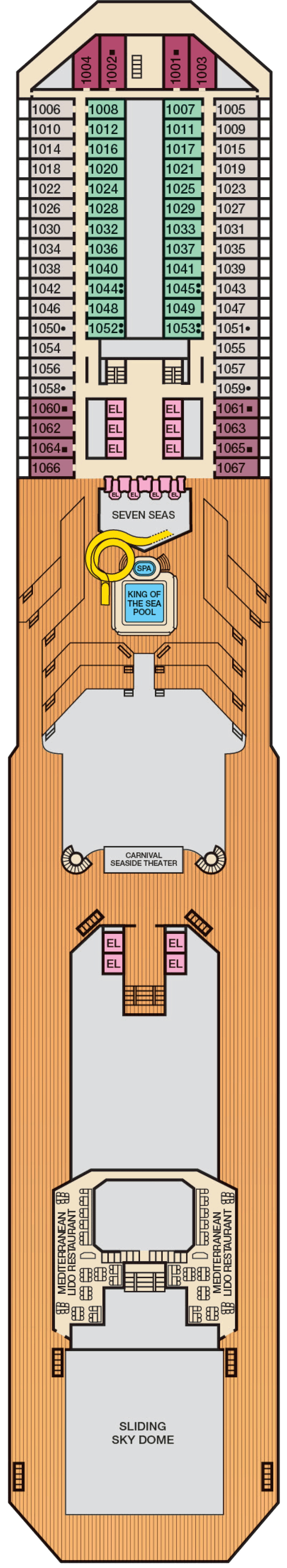 Panorama (Deck 10) deck plan for Carnival Victory