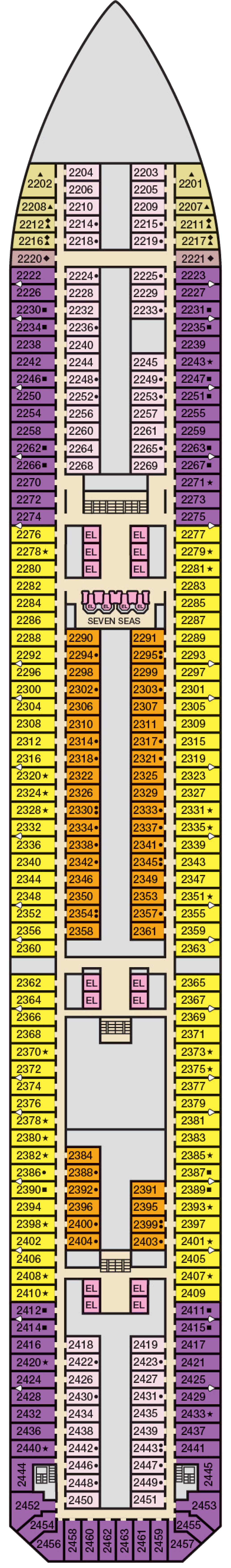 Main (Deck 2) deck plan for Carnival Victory