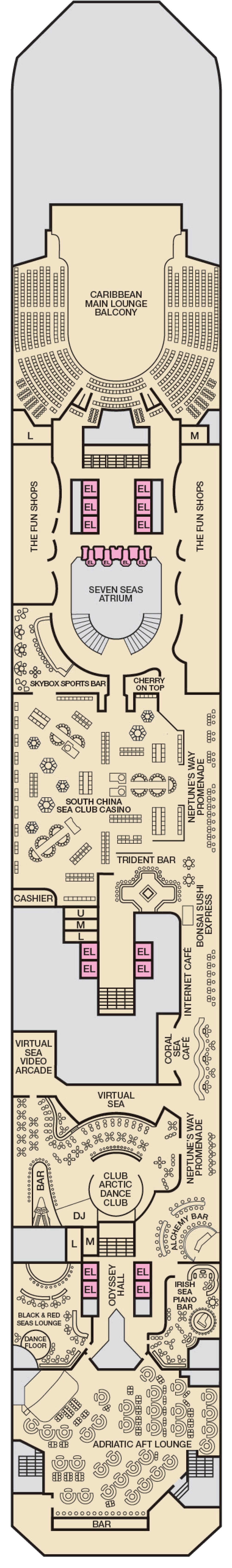 Promenade (Deck 5) deck plan for Carnival Victory