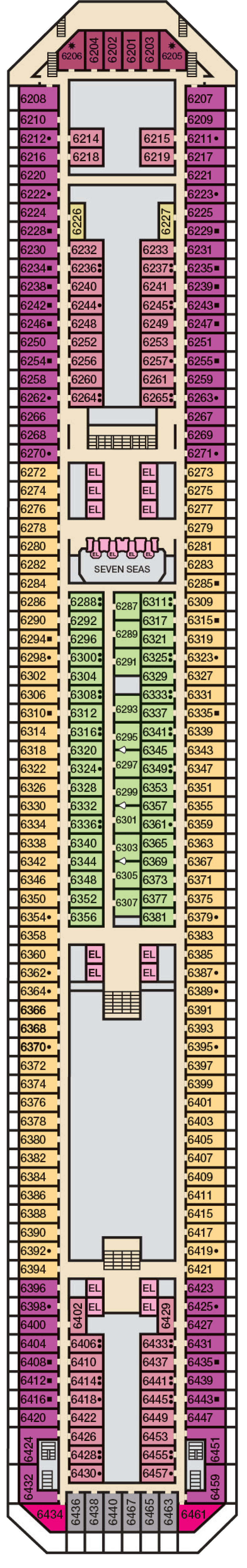 Upper (Deck 6) deck plan for Carnival Victory